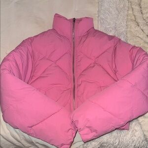 Cropped Pink Women's Puffer Jacket